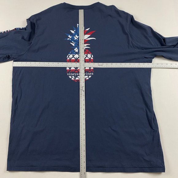 Vineyard Vines Pineapple US American Flag Long Sleeve Pocket T Shirt Mens 4XLT - Picture 6 of 8